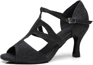 JUODVMP Women's Latin Dance Shoes Adjustable, Ballroom Performance Wedding Party Dance Shoes,Model QJW1049