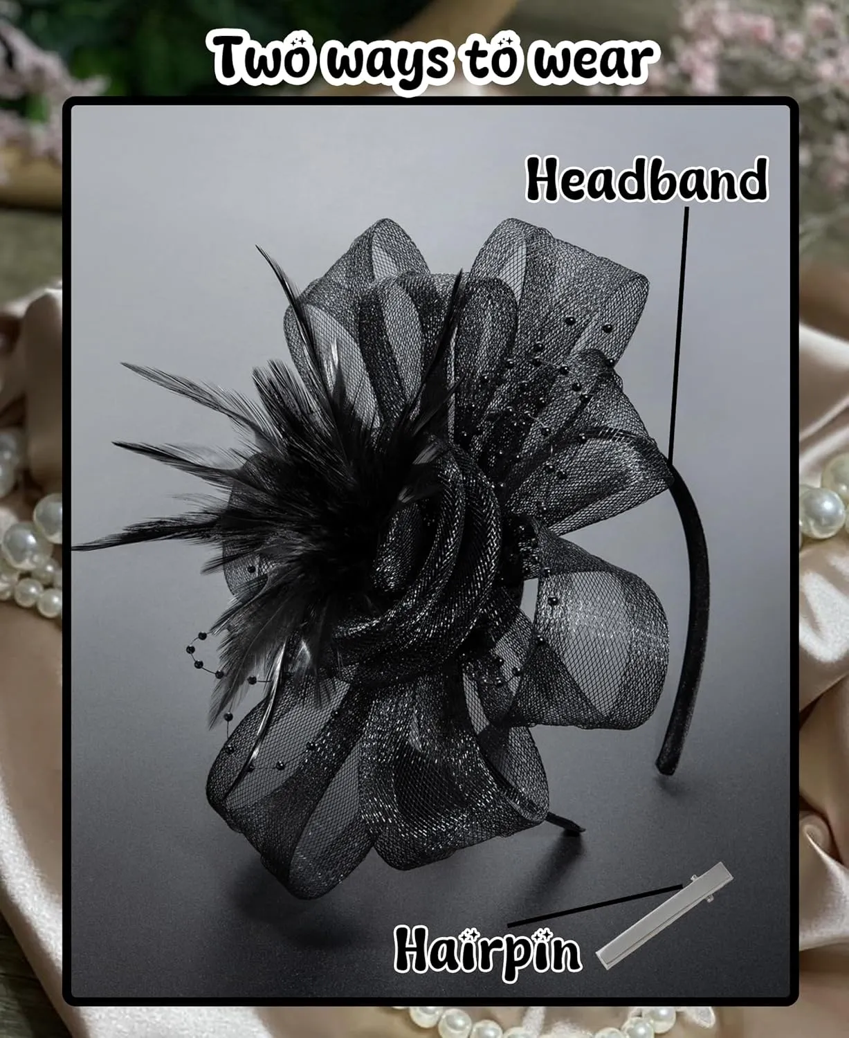 Kidukso Fascinators Hat for Women Derby Hats Tea Party Headband Vintage Wedding Church Mesh Feathers Headwear