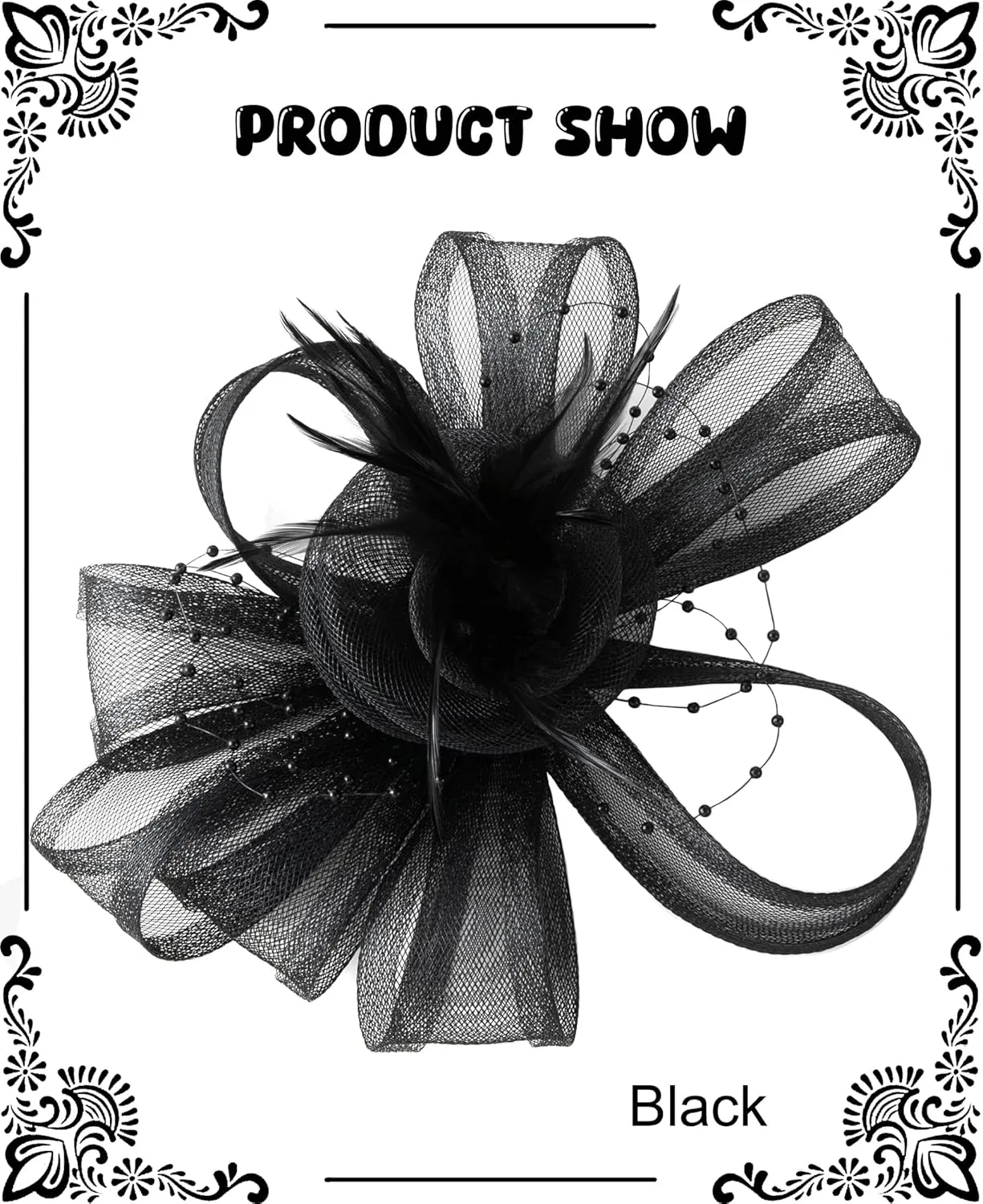 Kidukso Fascinators Hat for Women Derby Hats Tea Party Headband Vintage Wedding Church Mesh Feathers Headwear