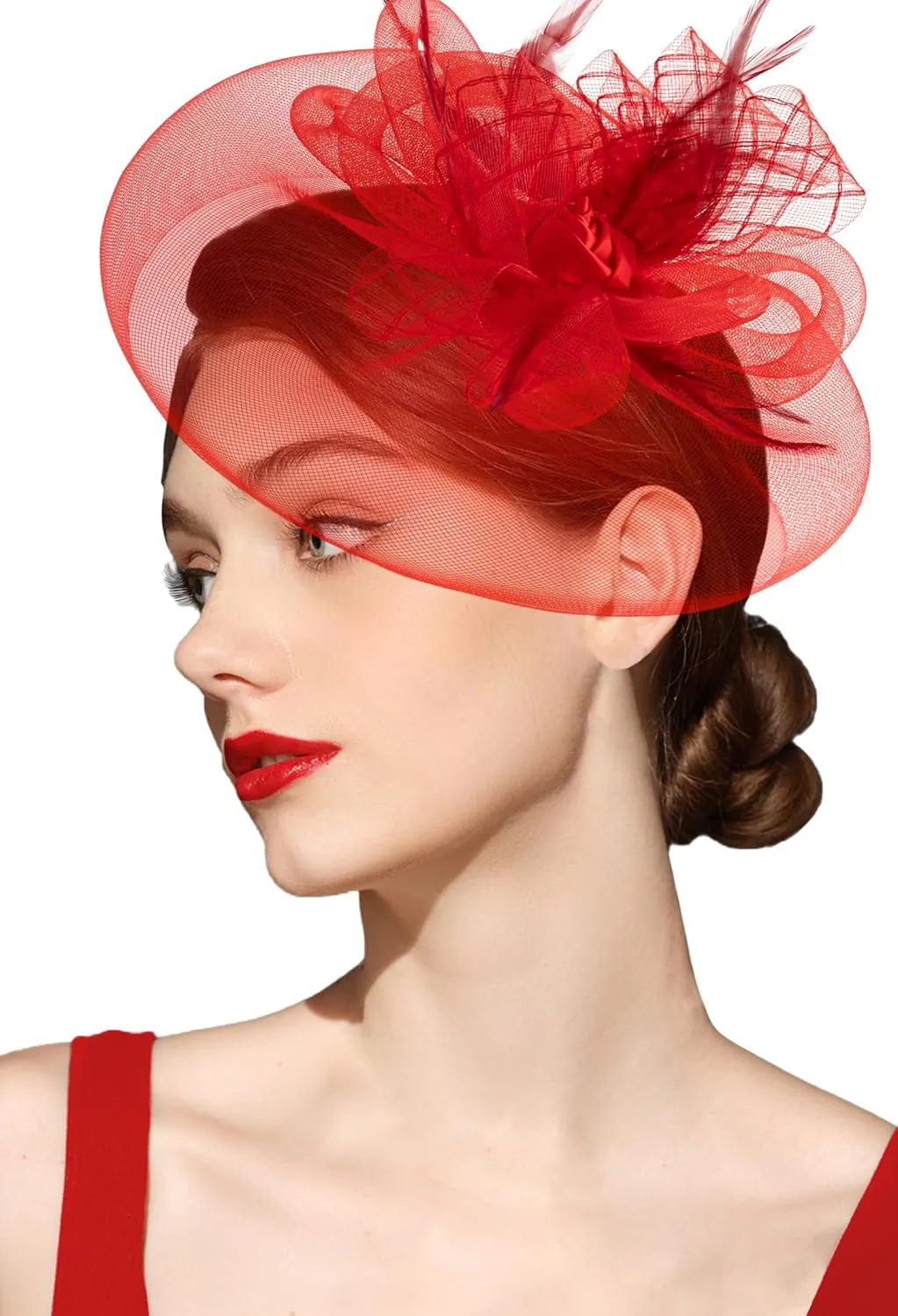 Kidukso Fascinators Hats for Women, Tea Party Headwear 20s 50s Hat Flower Feathers on a Headband Cocktail Tea Party Headwear