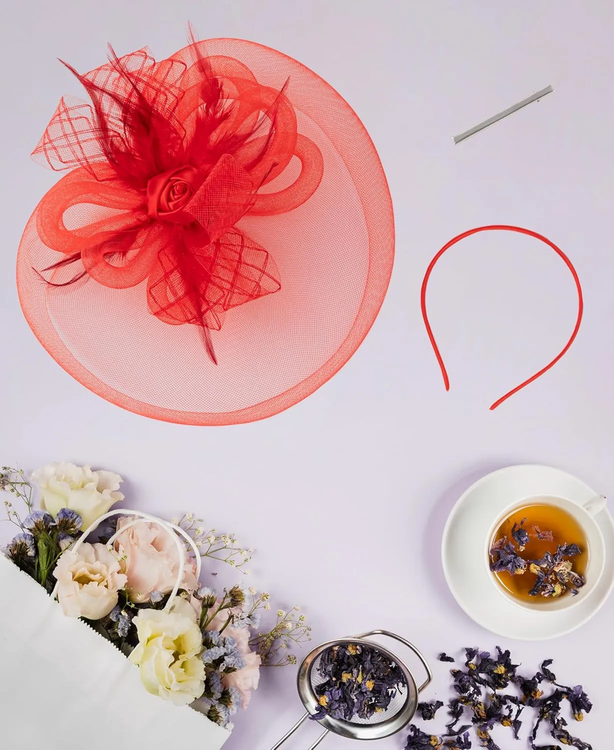 Kidukso Fascinators Hats for Women, Tea Party Headwear 20s 50s Hat Flower Feathers on a Headband Cocktail Tea Party Headwear