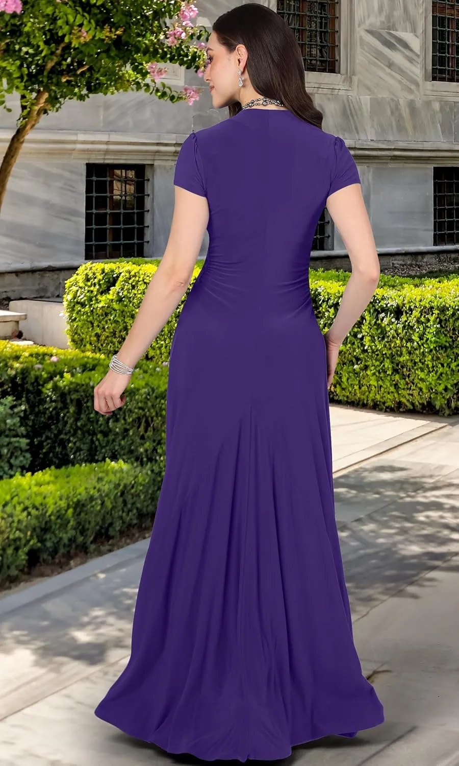 KOH KOH Womens 2025 Long Flowy Cap Sleeve Empire Waist Cocktail Maxi Dress Gown