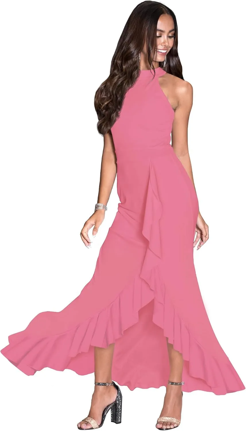 KOH KOH Womens Long Sleeveless Bridesmaid Evening Sexy Slit Tall Maxi Dress Gown