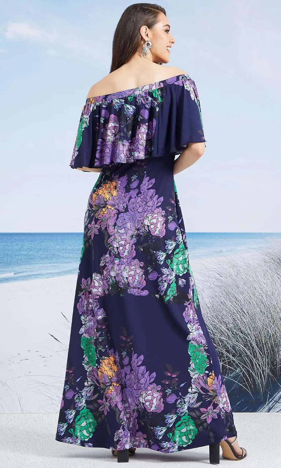 KOH KOH Womens Long Strapless Floral Print Summer Cocktail Maxi Dress Gown