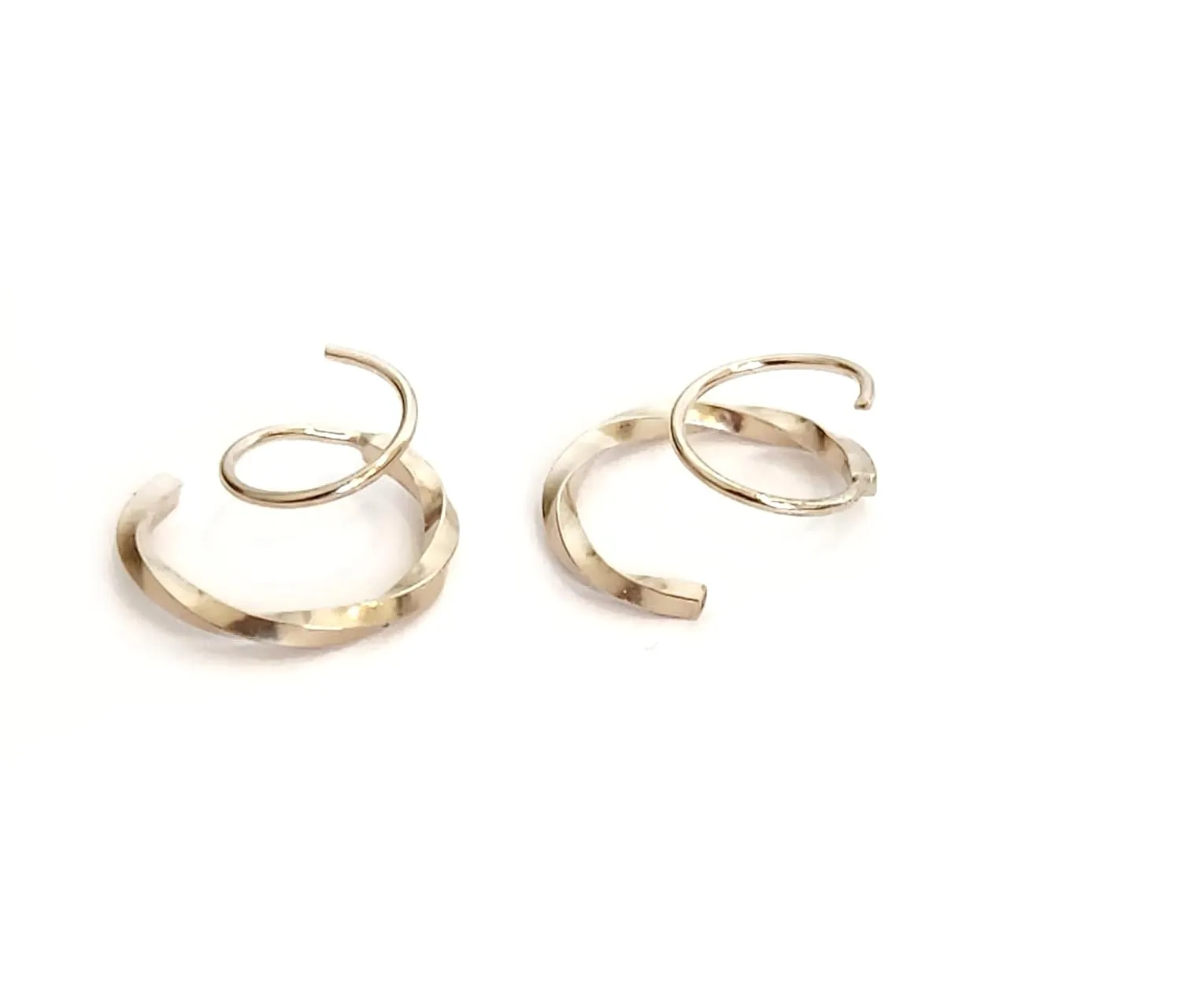 Large Loop Twist Earrings | Gold Double Hoop Earrings for Single Piercing | Spiral Illusion Hoops for Women Girls Gifts (gold-filled)