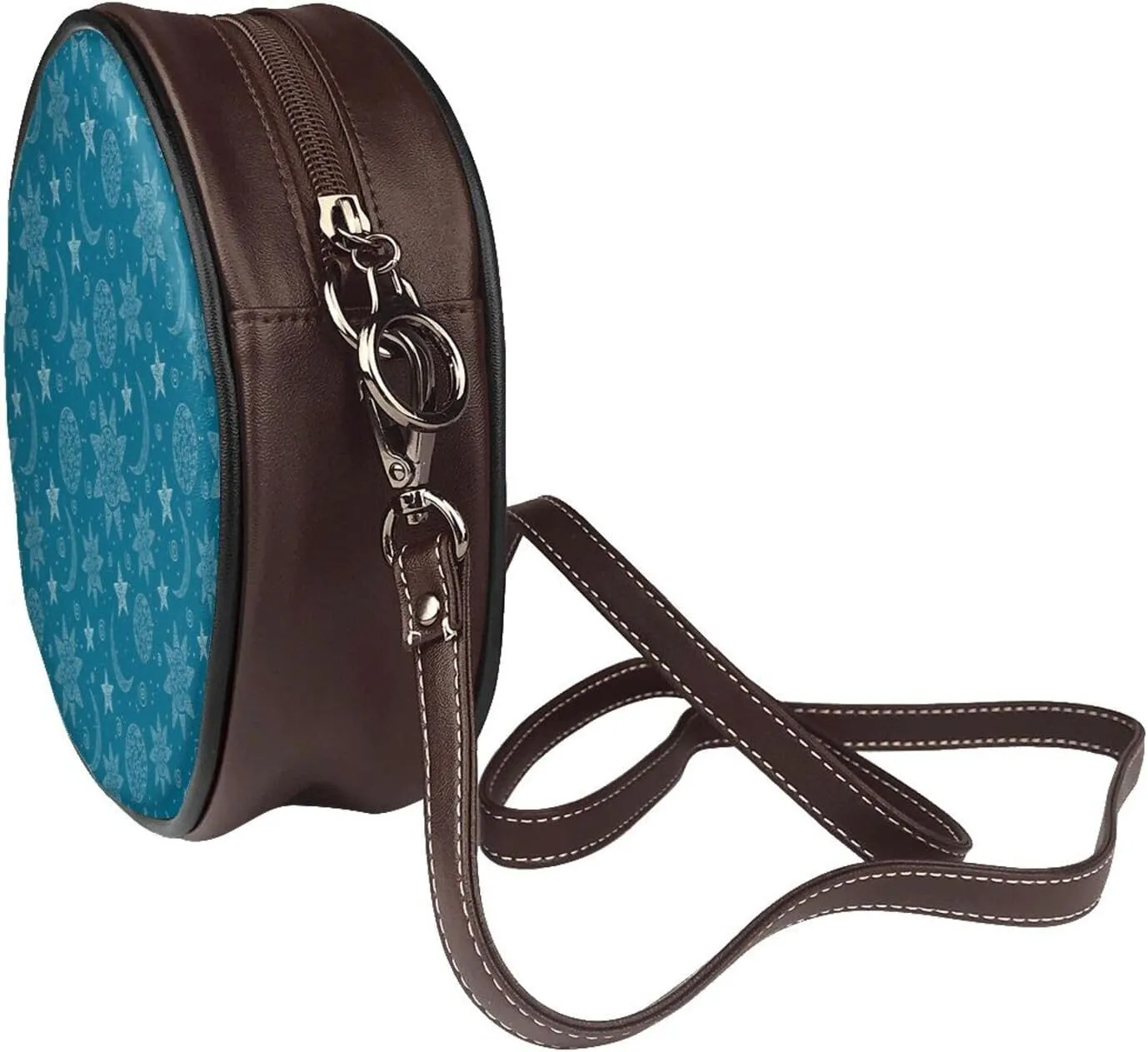Leather Crossbody Bags for Women, Circle Purse Shoulder Bag, Fashion Round Handbag for Travel, Adjustable Strap