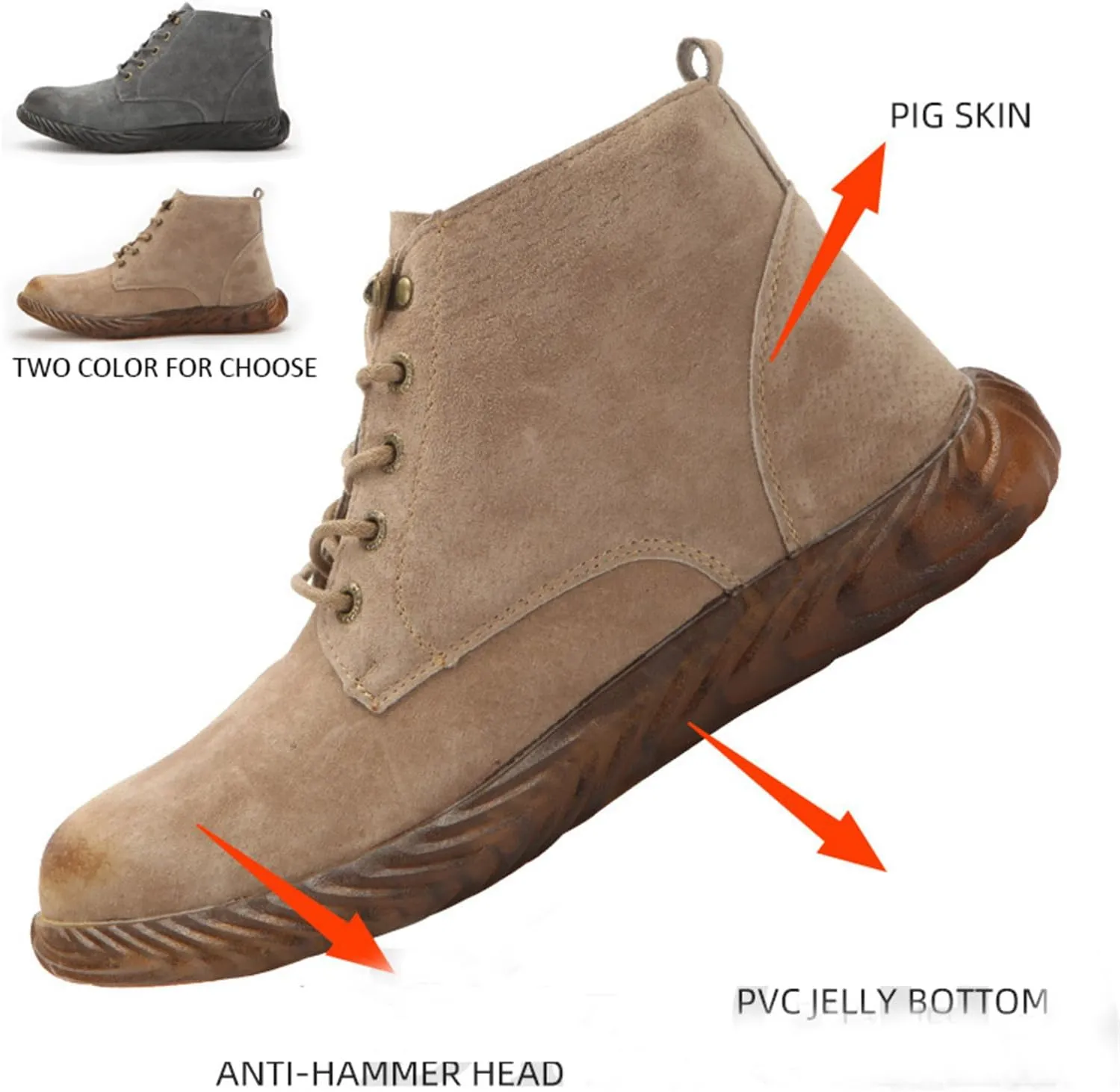 Leather Steel Toe Work Boots Men Non Slip Safety ShoesMountaineering Sports Shoes for MenWomen Steel Toe Shoes for Work Slip on.