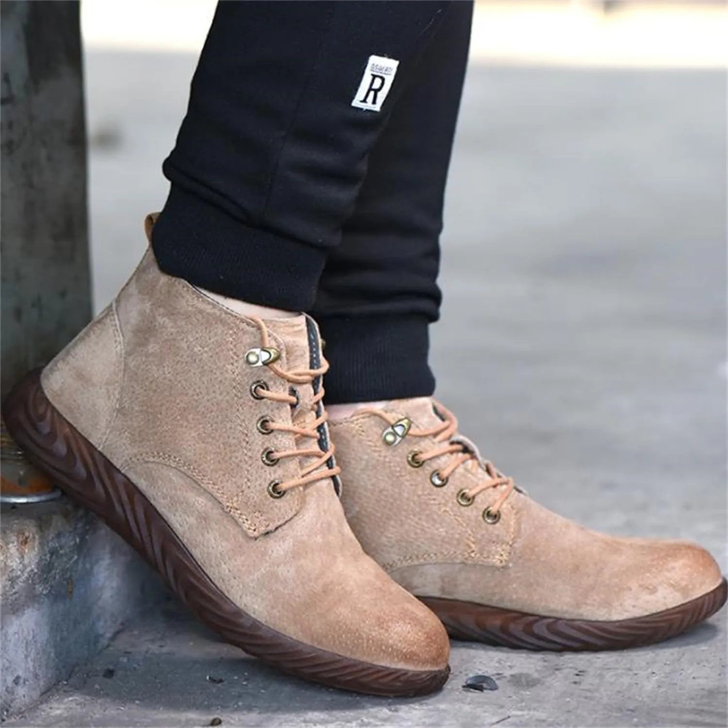 Leather Steel Toe Work Boots Men Non Slip Safety ShoesMountaineering Sports Shoes for MenWomen Steel Toe Shoes for Work Slip on.