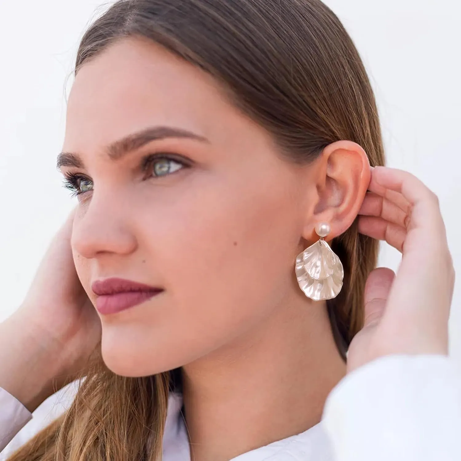 Long Pearl Earrings for Women 925 sterling silver Pearl Dangle Earrings Hypoallergenic Elegant Wedding Pearl Tassel Earrings for Bridal Christmas Gift