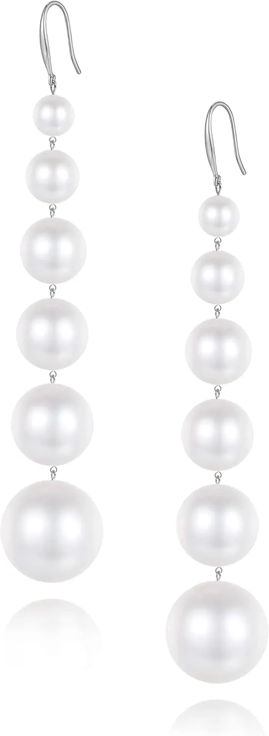 Long Tassel Pearl Earrings for Women 14K Gold Beads Chain Boho Statement Pearl dangling Jewelry for Bridal Wedding Gift