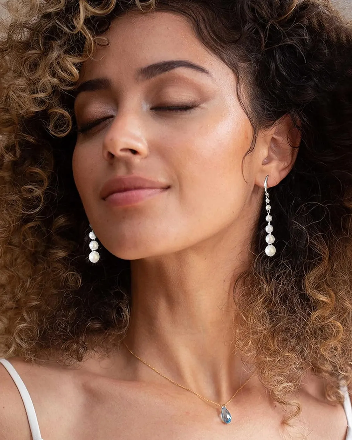 Long Tassel Pearl Earrings for Women 14K Gold Beads Chain Boho Statement Pearl dangling Jewelry for Bridal Wedding Gift