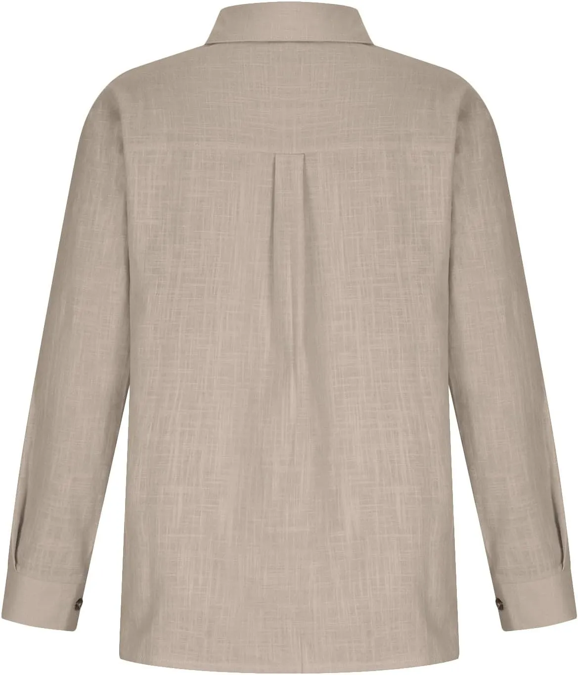 LRMQS Linen Shirts for Women Summer Long Sleeve Lapel Button Down Blouse Lightweight Gauze Loose Casual Fashion Shirt Clothes