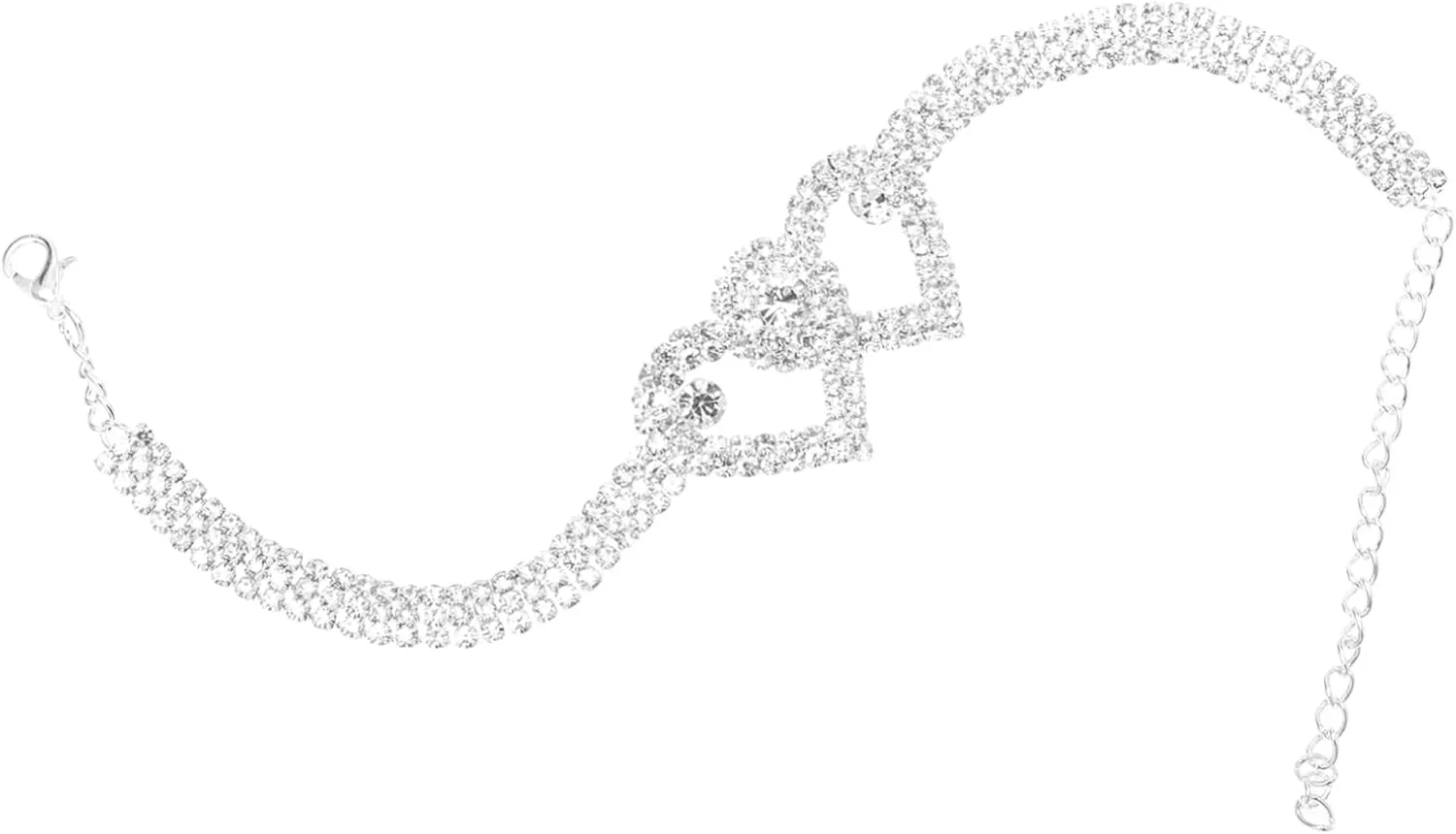 Luxury Rhinestone Anklet Heart Ankle Chain Crystal Foot Chain Stacking Bracelet for Women's Style