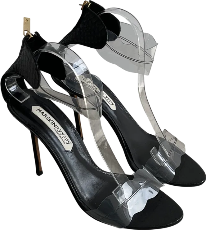 Marskinryypyy Black Pauwau Ankle Strap Heeled Sandals UK 8 EU 41 