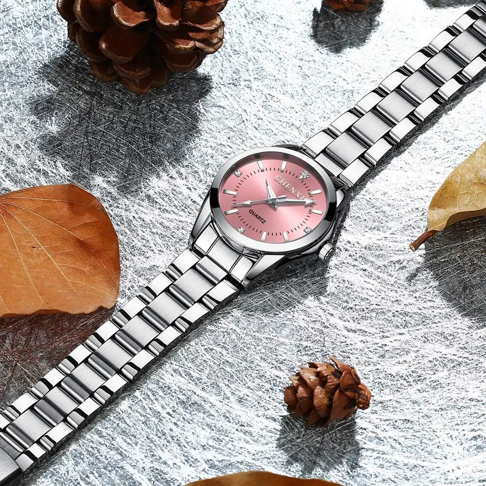 MASTOP Women's Classic Fashion Silver Stainless Steel Watches Waterproof Date Luminous Lady Dress Wrist Watch
