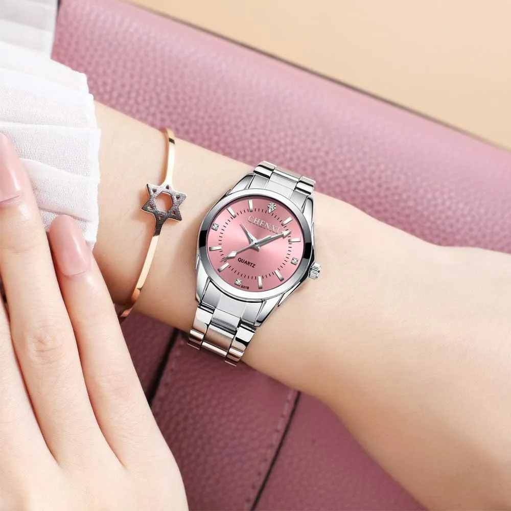 MASTOP Women's Classic Fashion Silver Stainless Steel Watches Waterproof Date Luminous Lady Dress Wrist Watch