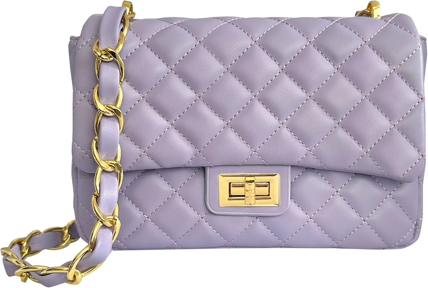 Medium Quilted Leather Crossbody Bag, Designer Soft Shoulder Light Purse, Outer Back Pocket
