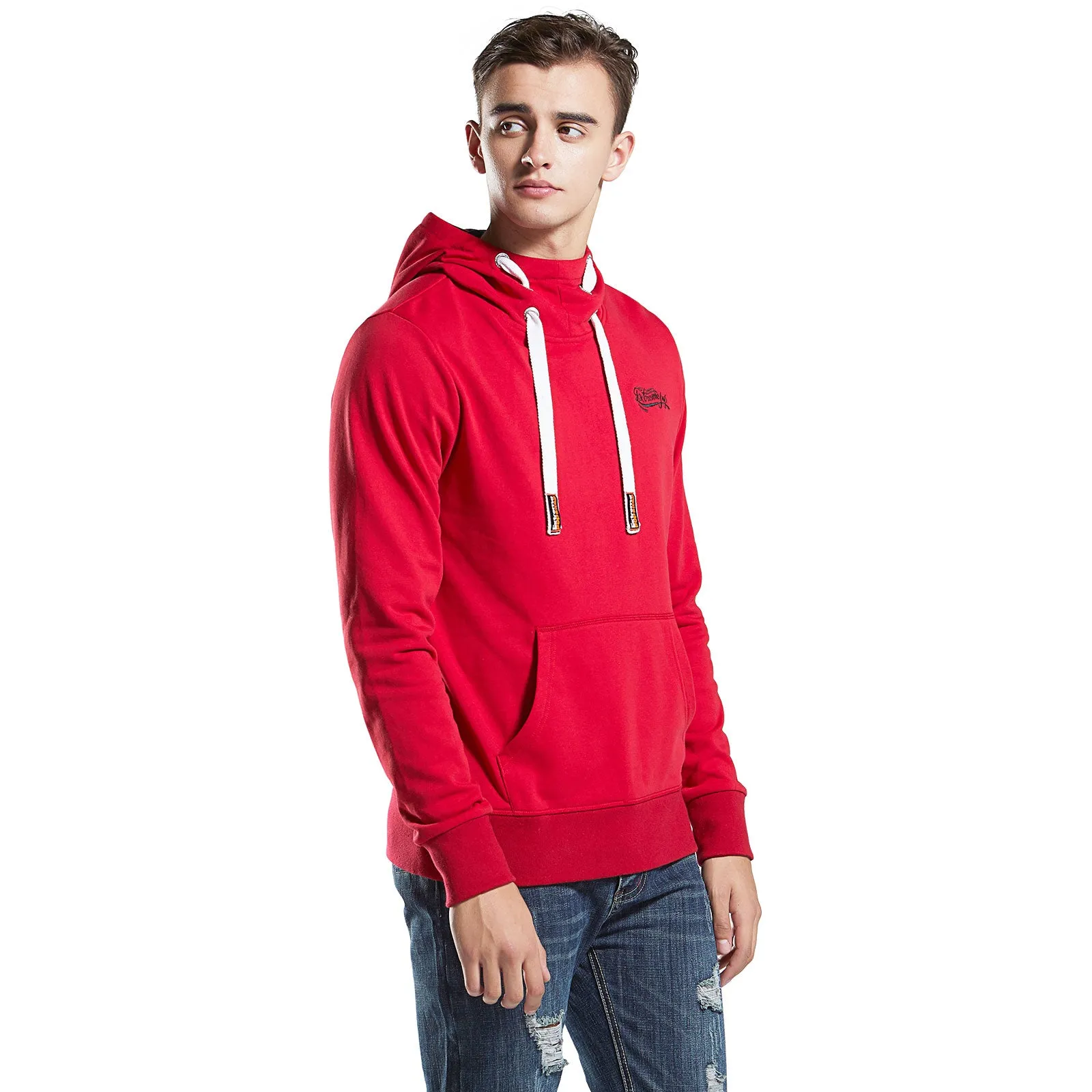 Men's  hooded Sweatshirt with High Neck Tunnel in cotton