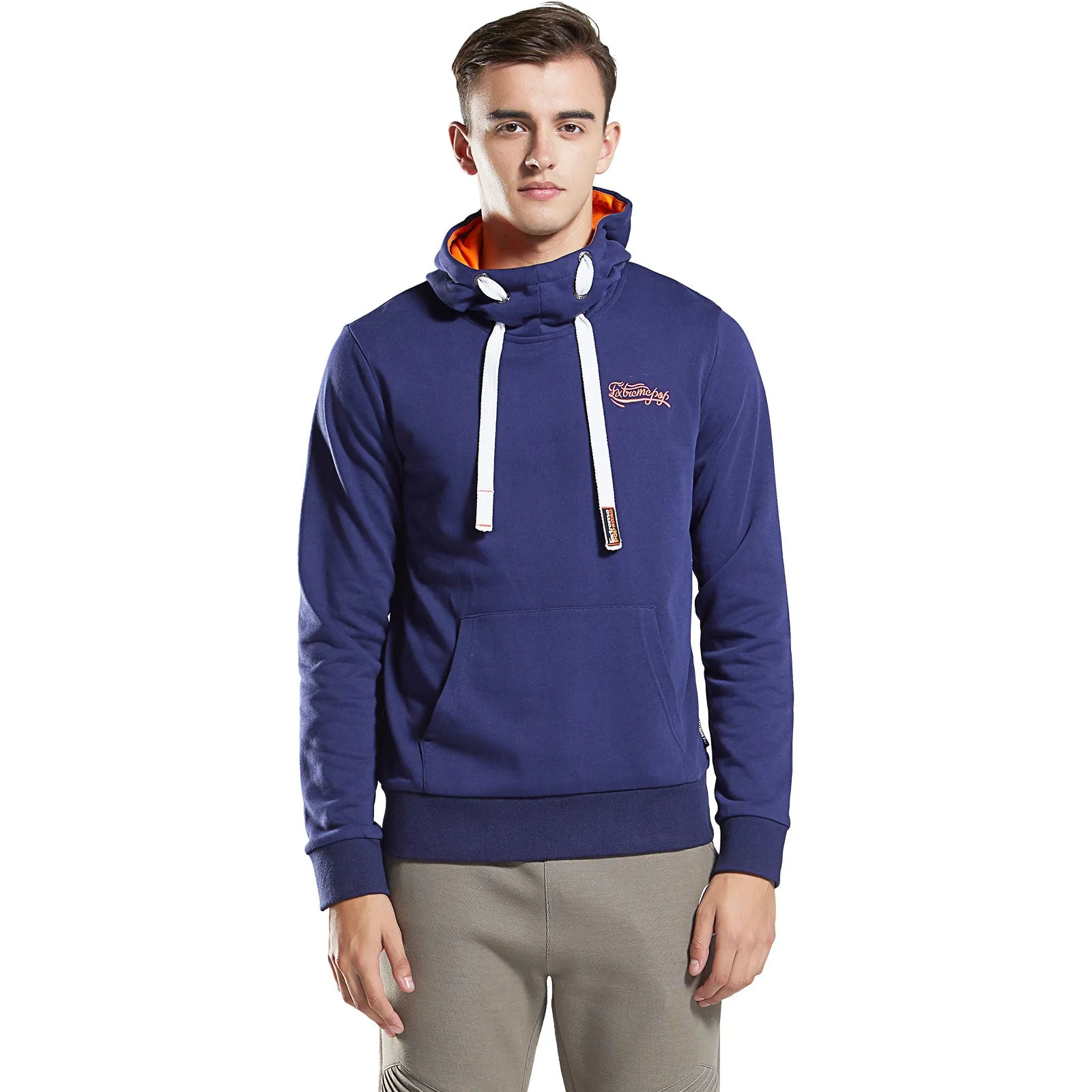 Men's  hooded Sweatshirt with High Neck Tunnel in cotton