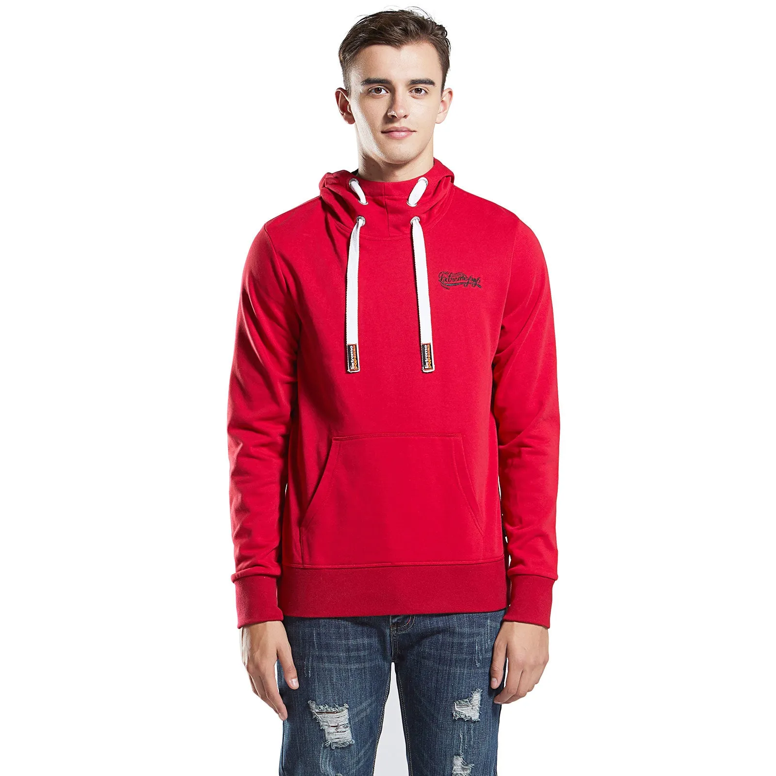 Men's  hooded Sweatshirt with High Neck Tunnel in cotton