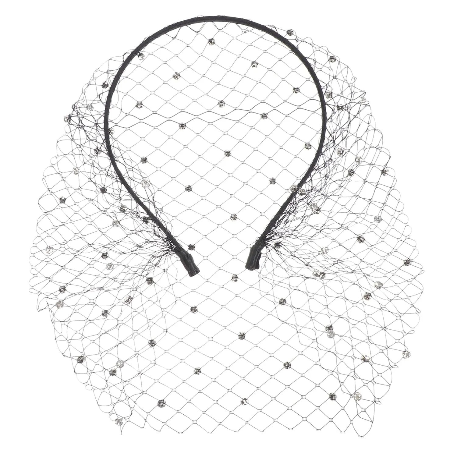 Mesh Veil Headband Fascinators Headband Tea Party Headband Mesh Headdress Bride Hair Band Veil Headpiece for Women (Black)