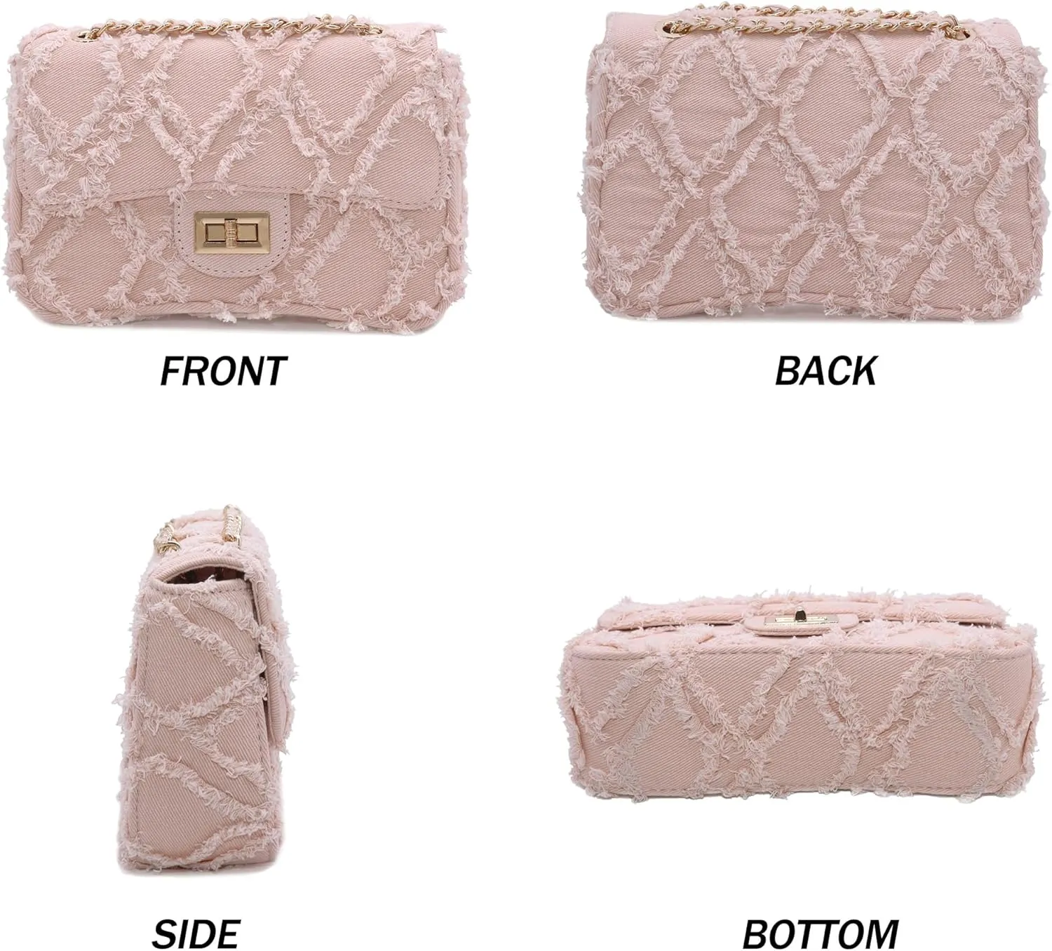 Milisente Women Shoulder Bag Small Quilted Denim Bag Chain Clutch Purses and Handbags Or Crossbody For Evening Formal Party