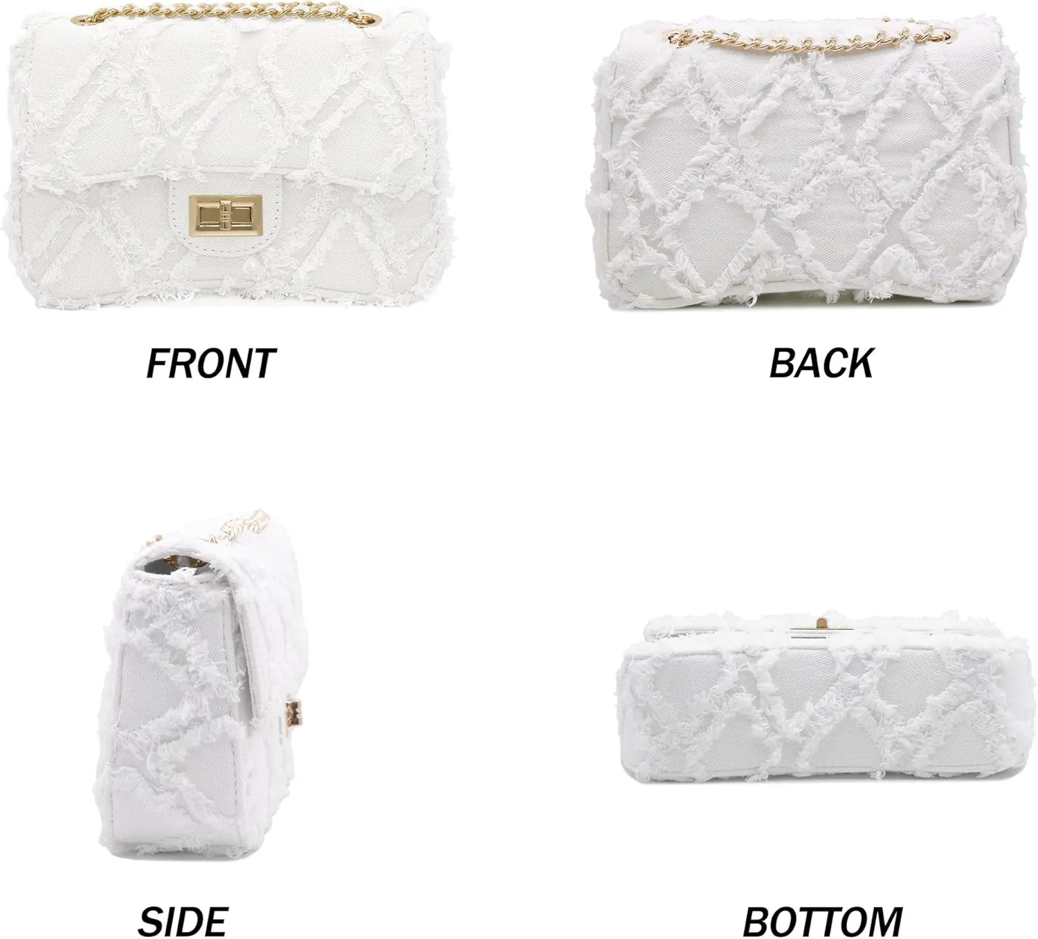Milisente Women Shoulder Bag Small Quilted Denim Bag Chain Clutch Purses and Handbags Or Crossbody For Evening Formal Party