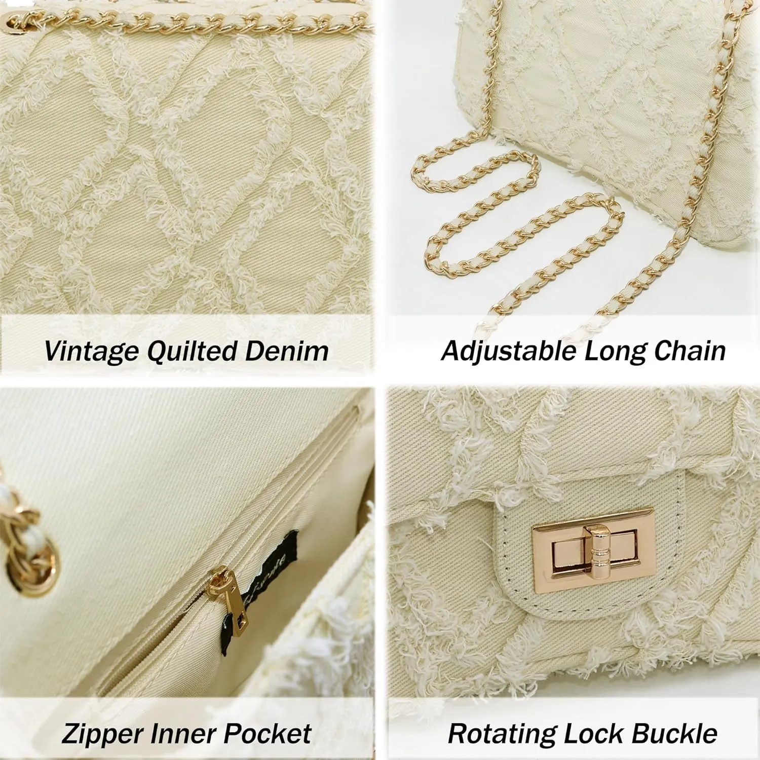 Milisente Women Shoulder Bag Small Quilted Denim Bag Chain Clutch Purses and Handbags Or Crossbody For Evening Formal Party