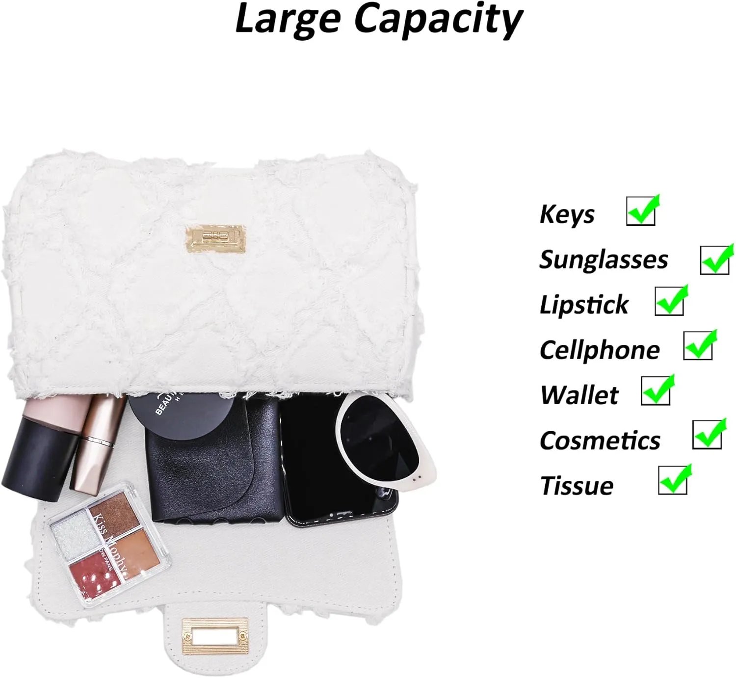 Milisente Women Shoulder Bag Small Quilted Denim Bag Chain Clutch Purses and Handbags Or Crossbody For Evening Formal Party