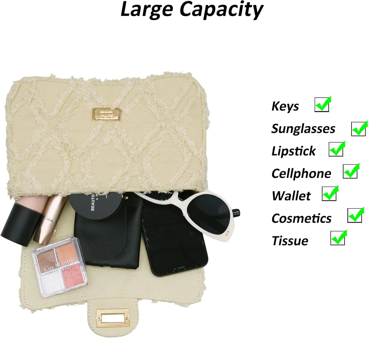 Milisente Women Shoulder Bag Small Quilted Denim Bag Chain Clutch Purses and Handbags Or Crossbody For Evening Formal Party