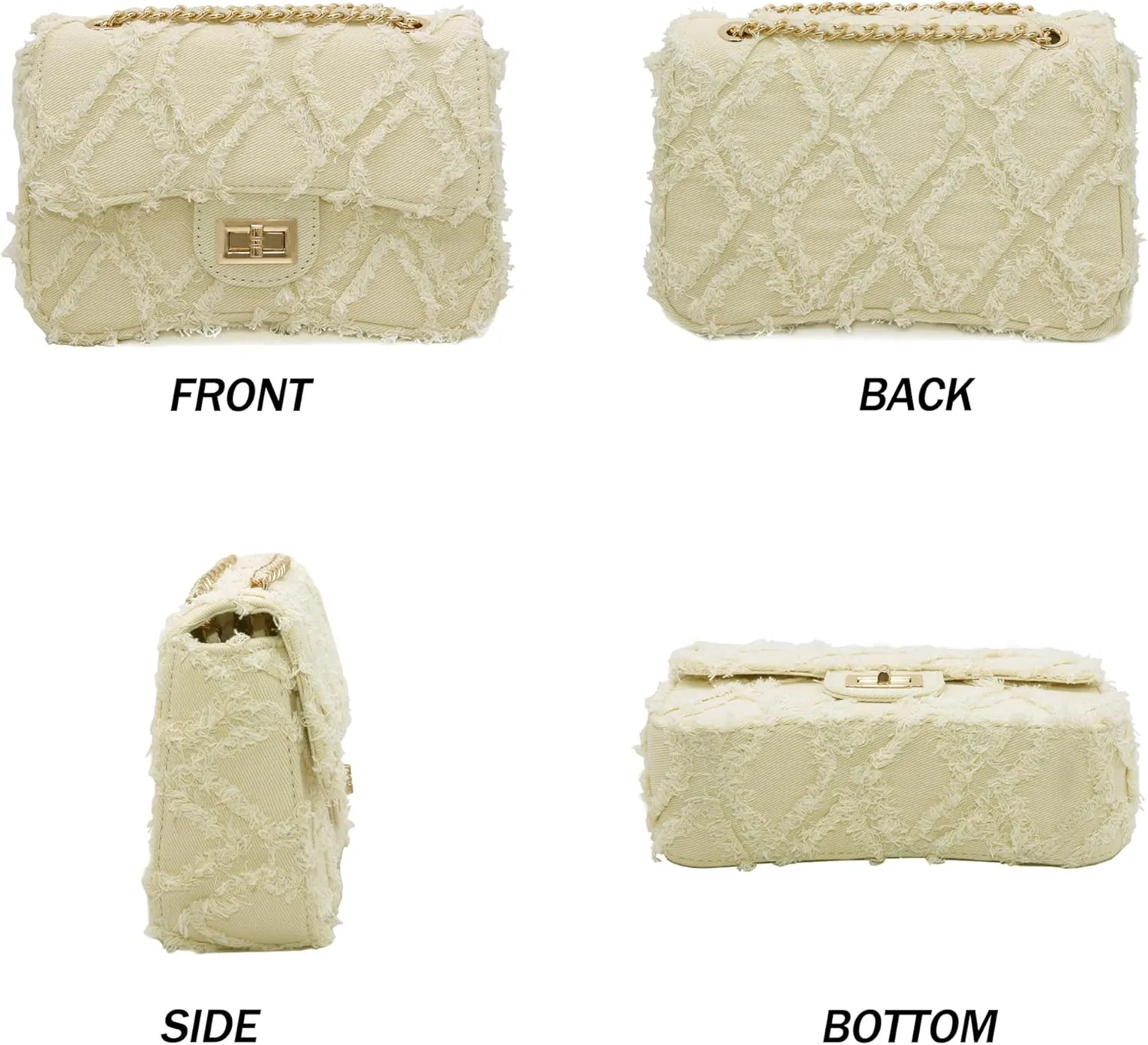Milisente Women Shoulder Bag Small Quilted Denim Bag Chain Clutch Purses and Handbags Or Crossbody For Evening Formal Party