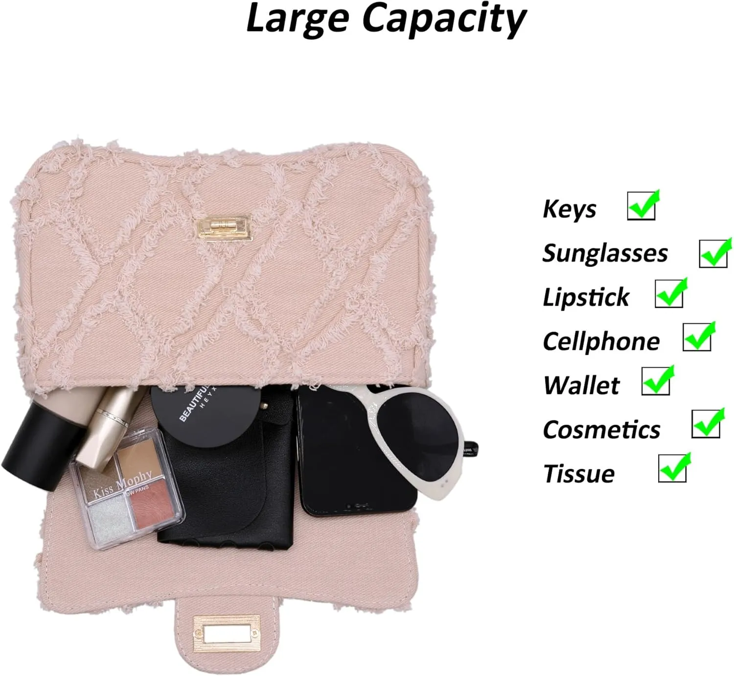 Milisente Women Shoulder Bag Small Quilted Denim Bag Chain Clutch Purses and Handbags Or Crossbody For Evening Formal Party
