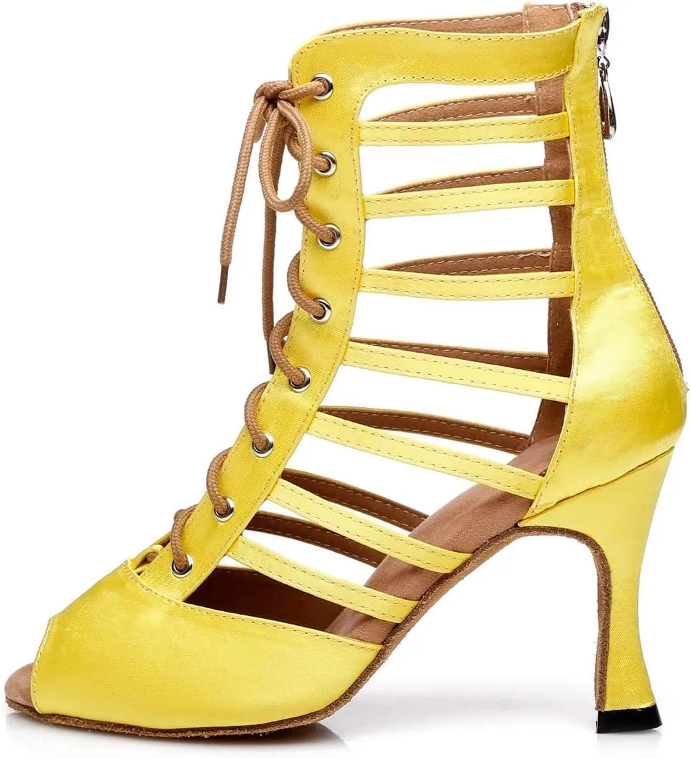 Minishion Womens Dancing Boots Latin Ballroom Ankle Dance Shoes L364