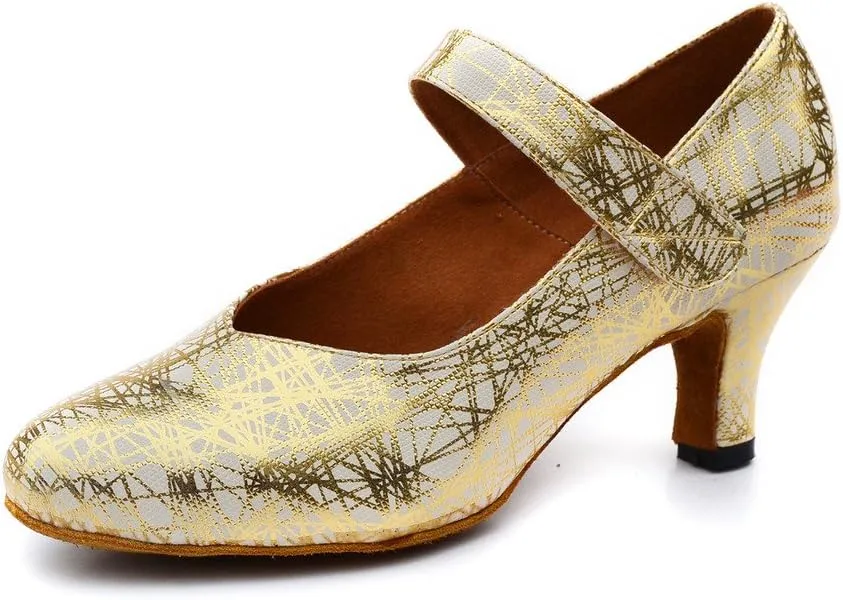 Misu Women's Closed Toe Suede Sole Latin Salsa Tango Practice Ballroom Dance Shoes with 2.2" Heel