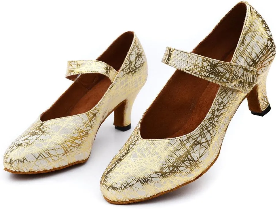 Misu Women's Closed Toe Suede Sole Latin Salsa Tango Practice Ballroom Dance Shoes with 2.2" Heel