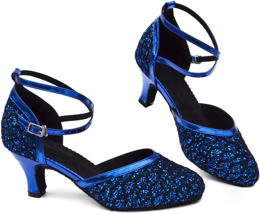 Misu Women's Closed Toe Suede Sole Latin Salsa Tango Practice Ballroom Dance Shoes with 2.2" Heel