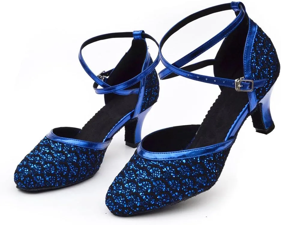 Misu Women's Closed Toe Suede Sole Latin Salsa Tango Practice Ballroom Dance Shoes with 2.2" Heel