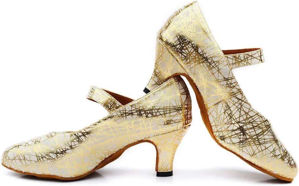 Misu Women's Closed Toe Suede Sole Latin Salsa Tango Practice Ballroom Dance Shoes with 2.2" Heel