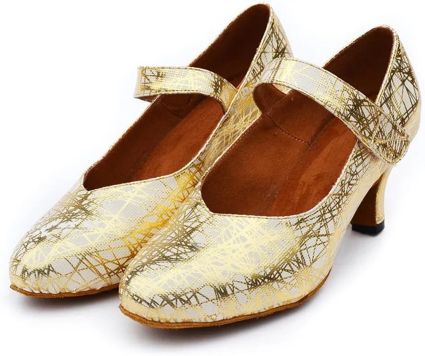 Misu Women's Closed Toe Suede Sole Latin Salsa Tango Practice Ballroom Dance Shoes with 2.2" Heel