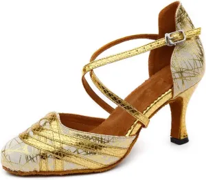 Misu Women's Closed Toe Suede Sole Latin Salsa Tango Practice Ballroom Dance Shoes with 2.7" Heel