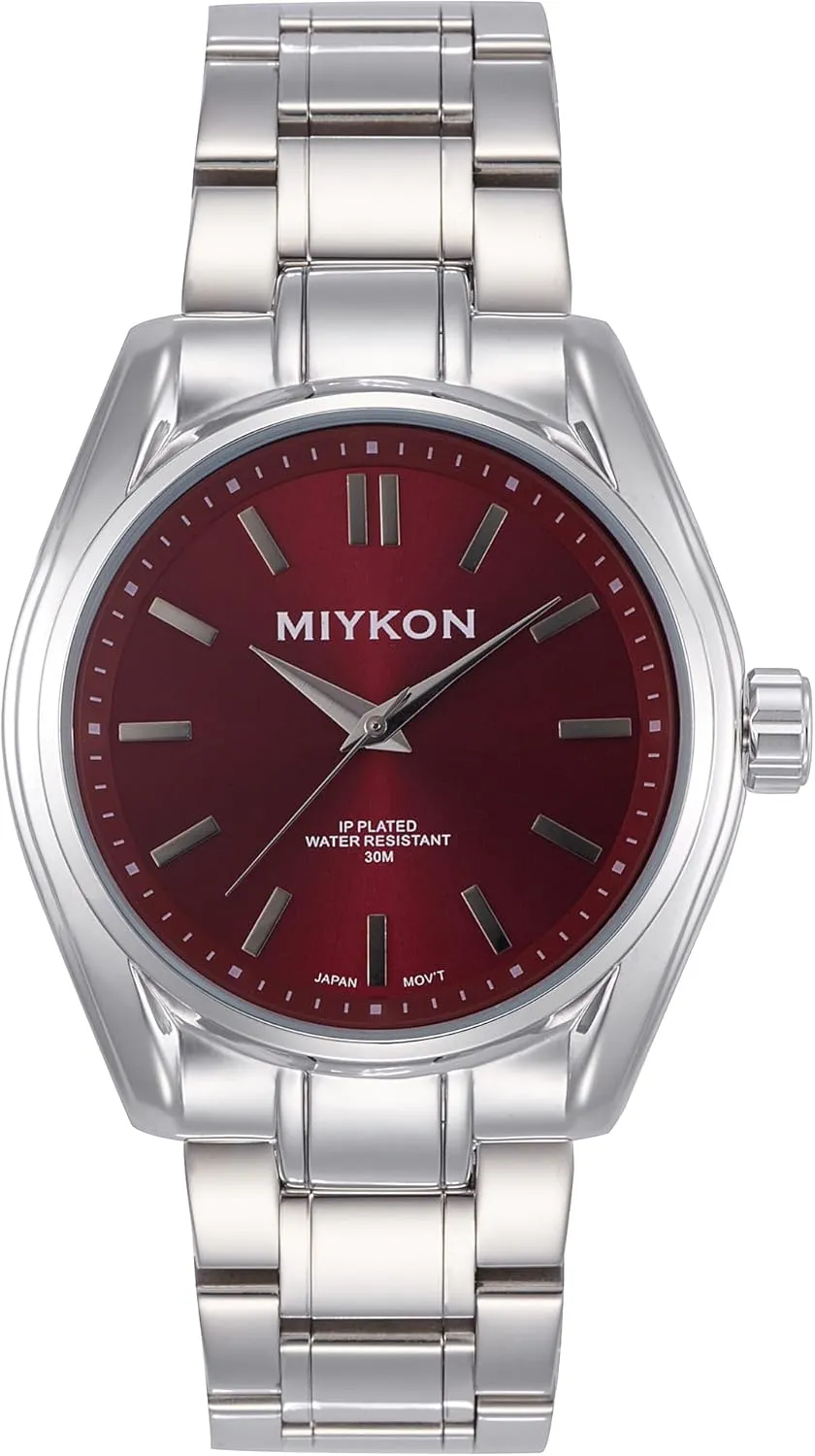 Miykon Silver and Gold Watches for Men | Minimalist Analog Mens Dress Watch with Ion Polished Solid Stainless Steel Bracelet | Luminous Hands, Scratch Resist Glass, Japan Quartz, 100ft Water Resistant