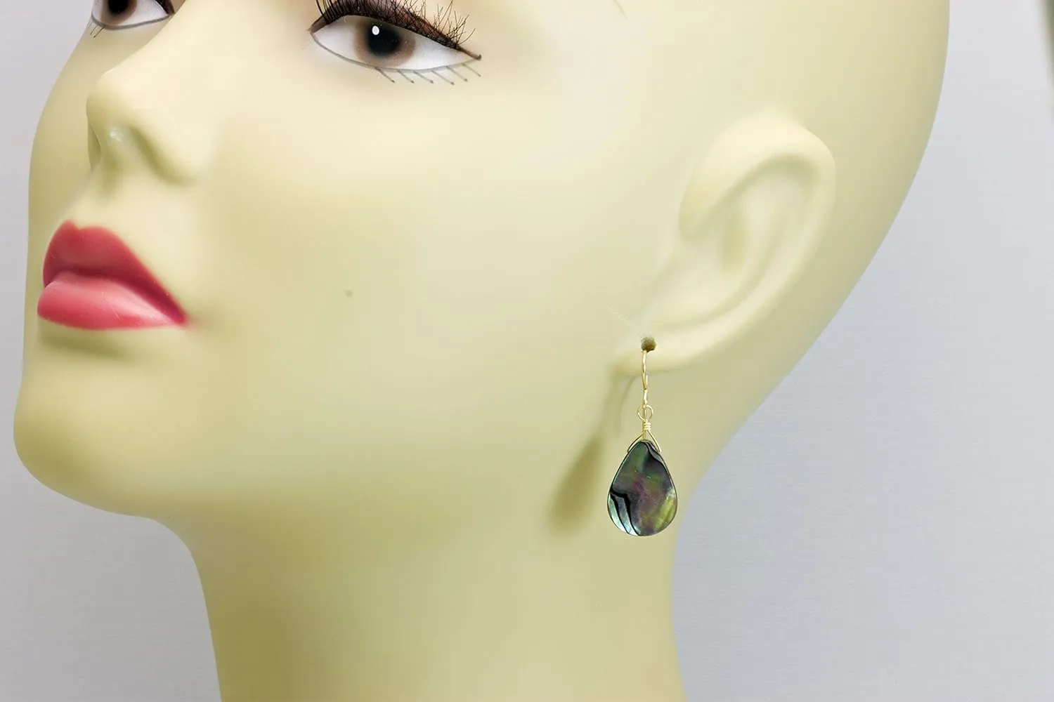Mother of Pearl Earrings Abalone Paua Shell Peacock Blue Tear Drops Simple MOP Dangles