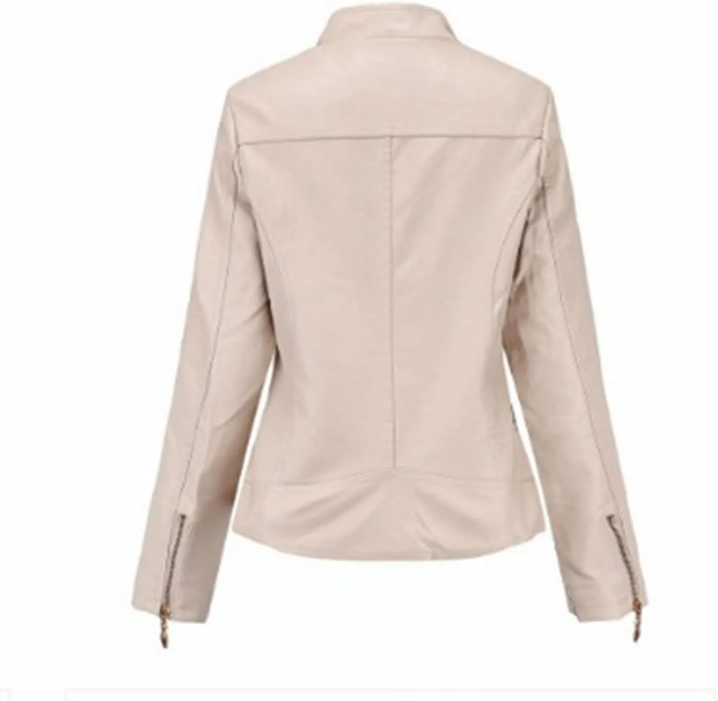 NATHGAM Faux Leather Jacket for Women Trendy Spring Outerwear Zip Up Moto Biker Coat Short PU Motorcycle Outwear with Pockets