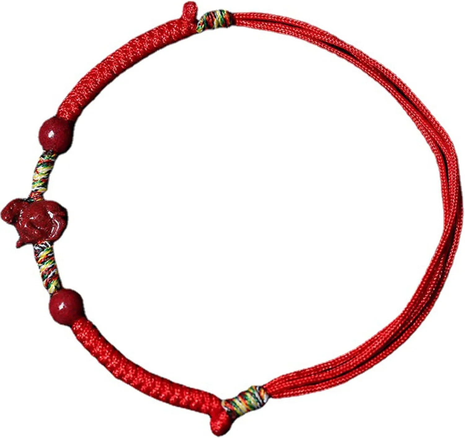 Natural Gemstone Bracelet, Red String Bracelet Cinnabar Crystal Stone Zodiac Animal Lucky Charm Bracelet Handmade Woven Red Rope Bracelet Attract Money Prosperity,Anklet,Pig