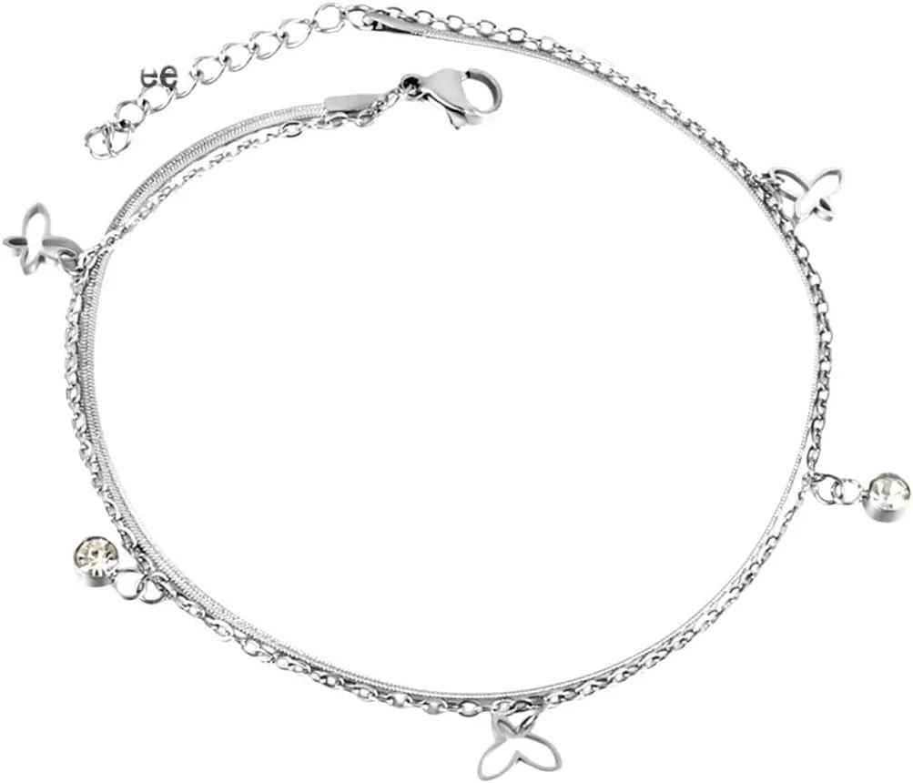 New 2025 Unisex Female Anklets Thin Snake Double Chain Star Crystal Black Beads Ankle Bracelet Barefoot Sandalias Decoration Jewelry Luxury With For You Accessories Trendy Creative For Women And Men