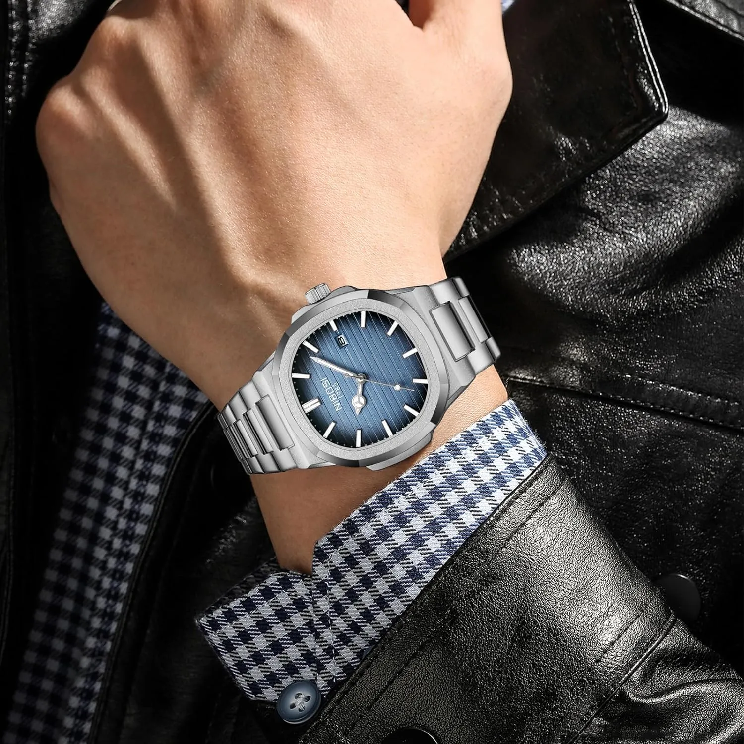 NIBOSI Men Watches Analog Quartz Stainless Steel Military Watches for Men Waterproof Business Classic Desiger Wrist Watch Date