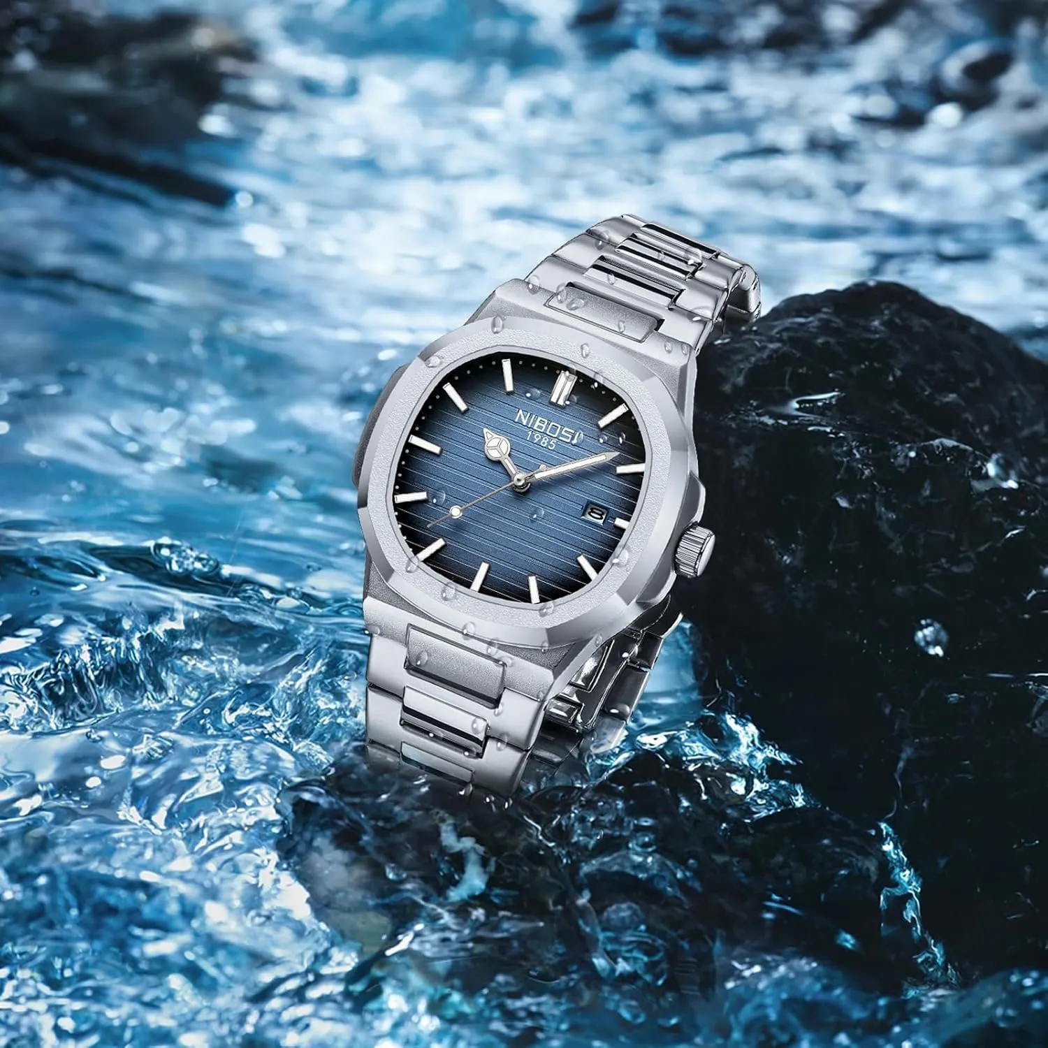 NIBOSI Men Watches Analog Quartz Stainless Steel Military Watches for Men Waterproof Business Classic Desiger Wrist Watch Date