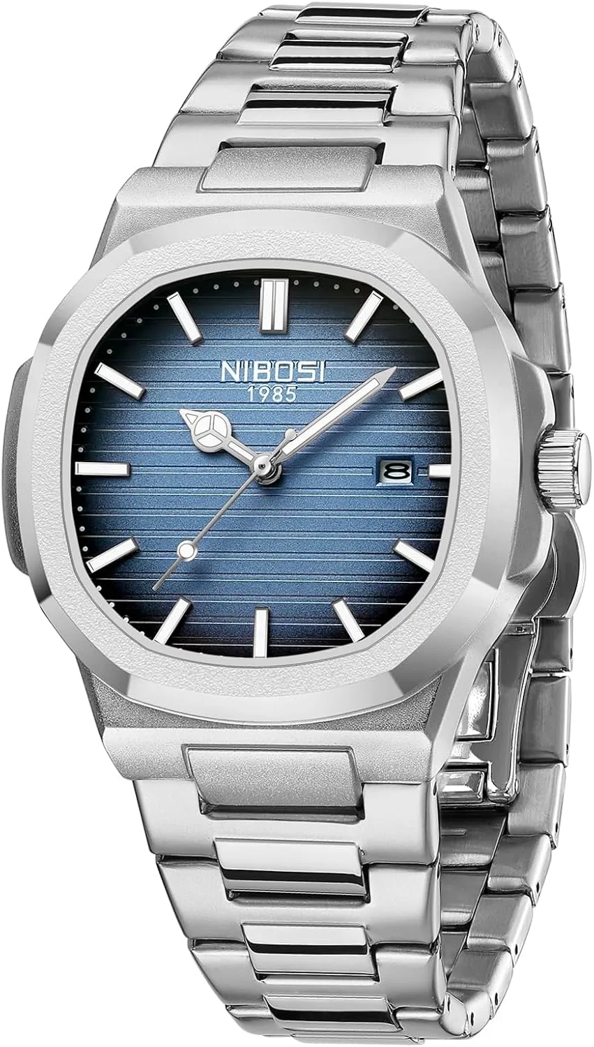 NIBOSI Men Watches Analog Quartz Stainless Steel Military Watches for Men Waterproof Business Classic Desiger Wrist Watch Date