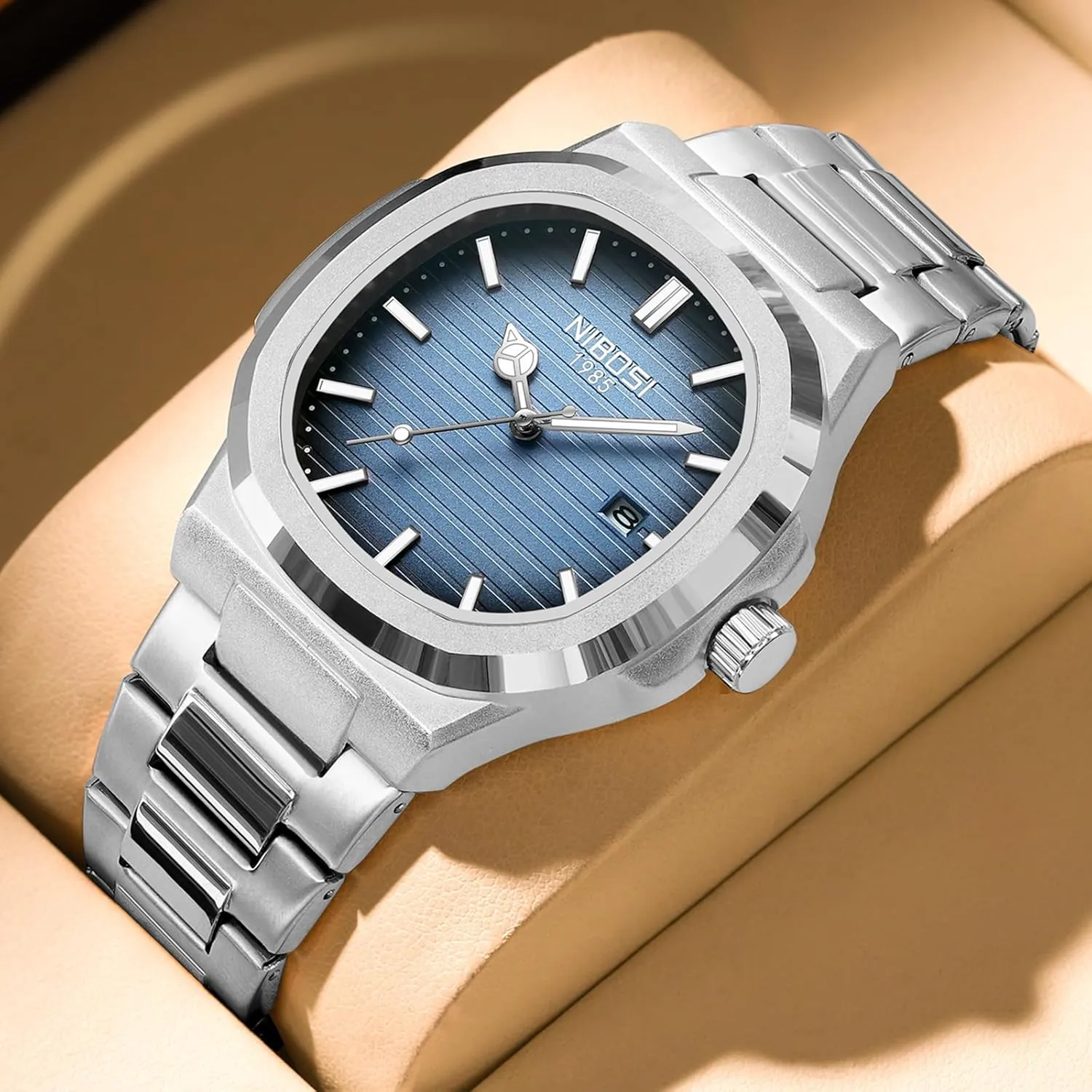 NIBOSI Men Watches Analog Quartz Stainless Steel Military Watches for Men Waterproof Business Classic Desiger Wrist Watch Date