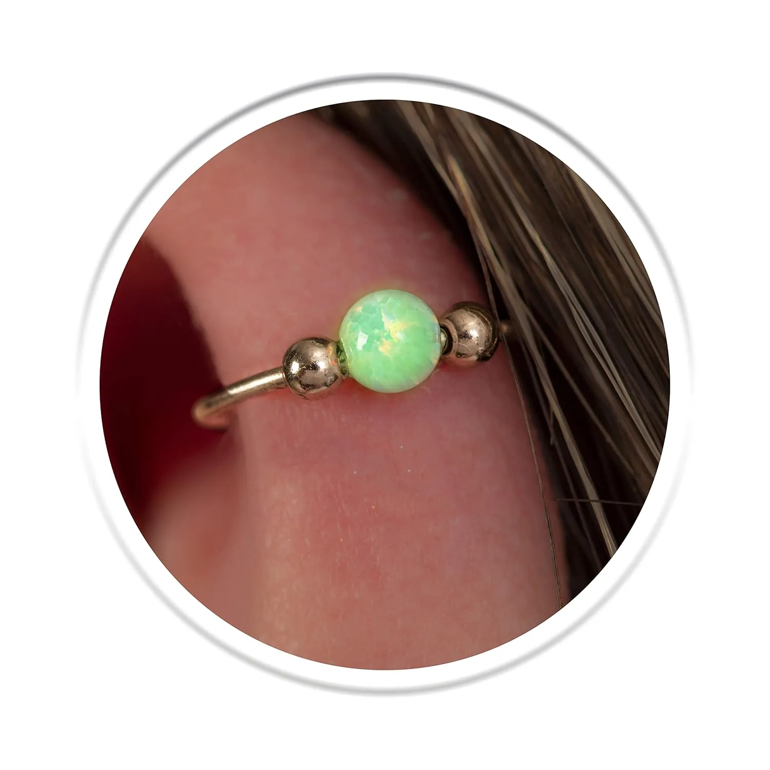 Opal Helix Ring Green Opal - 20G Cartilage Hoop Piercing For Women 8mm - 14k Gold Filled Ear Jewelry Handmade Rings